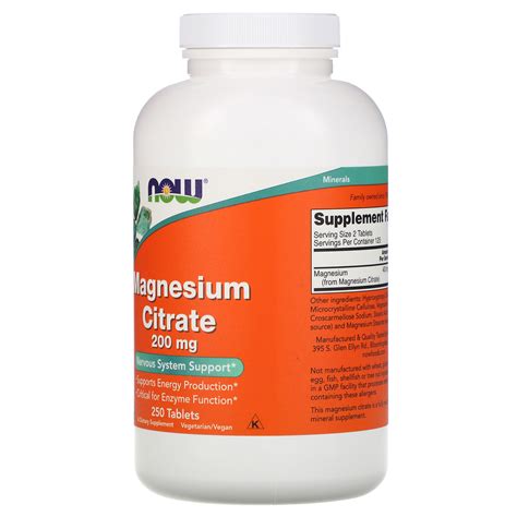 Now Foods Magnesium Citrate Mg Tablets Iherb