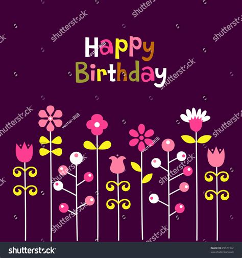 Flower Birthday Card Design Stock Vector Illustration 49520362 ...