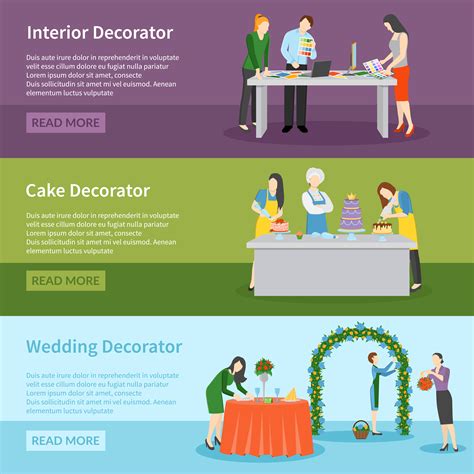 Interior Design Wedding Decoration Banners Set 476664 Vector Art at ...