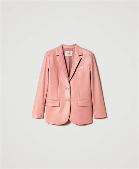 Chaqueta Blazer De Efecto Piel Mujer Rosa Twinset Milano