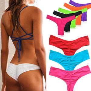 Womens Brazilian Cheeky Bikini Bottom Thong Bathing Beach Swimsuit