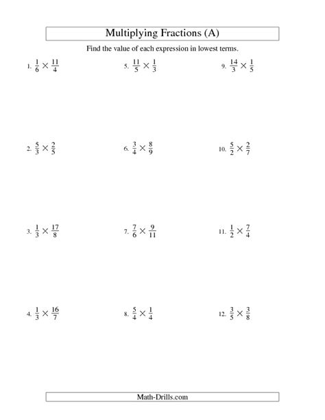 Multiplying And Simplifying Proper And Improper Fractions A Fractions Worksheet Multiplying