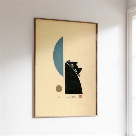 Japanese Cat Poster, Japanese Cat Art Print, Black Cat, Animal Wall Art ...