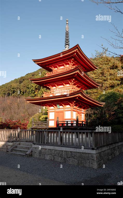 Kiyomizu Dera Buddhist Temple And Koyasunoto Three Story Pagoda With