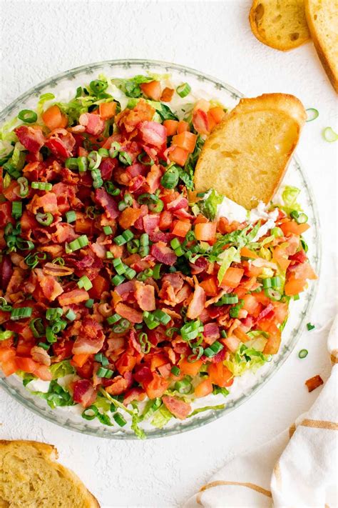 BLT Dip Recipe Game Day Party Food Cold Dip Appetizer