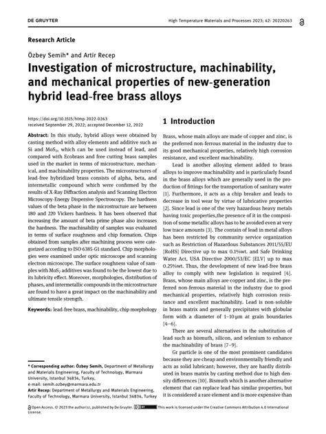 PDF Investigation Of Microstructure Machinability And Mechanical