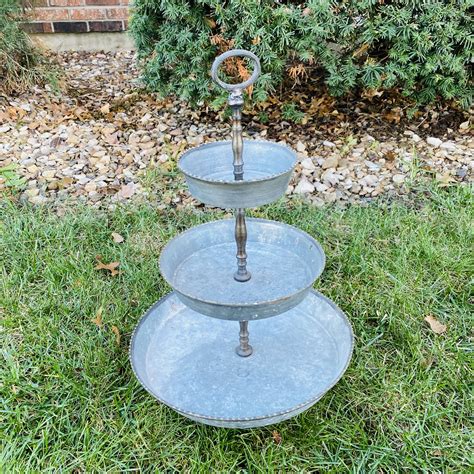 3 Tiered Farmhouse Galvanized Metal Server Tray 5 Something Borrowed Kc