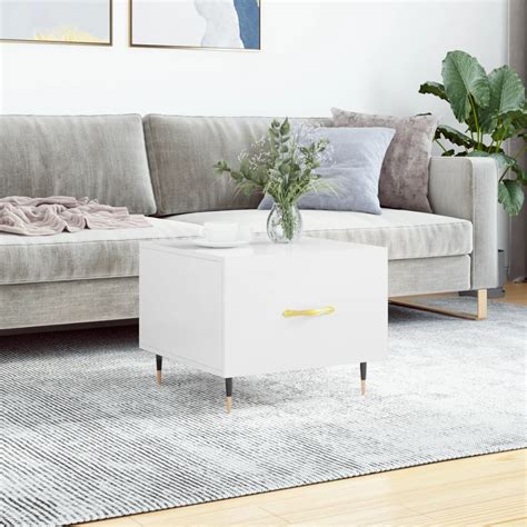 Table Basse Blanc Brillant X X Bois D Ing Nierie Leroy Merlin