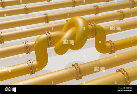 Fuel Gas Pipeline With A Knot On White Background Industrial Economic