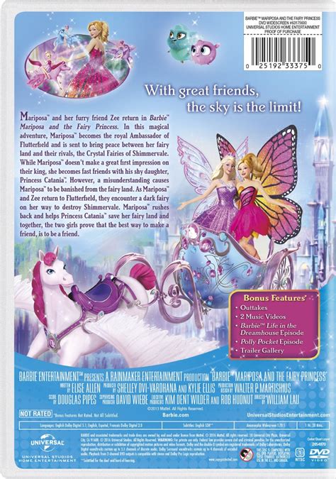 Barbie Mariposa And The Fairy Princess 2016 DVD With New Artwork