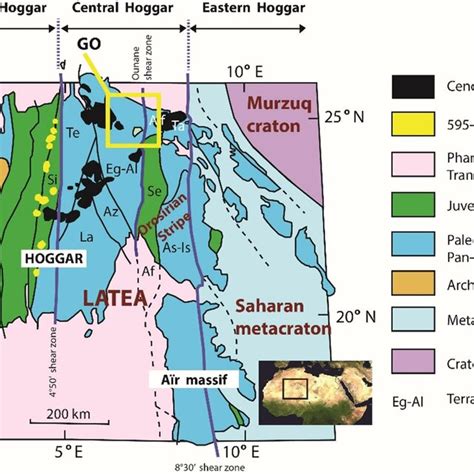 Simplified Geological Map Of The Tuareg Shield Terranes Modified From