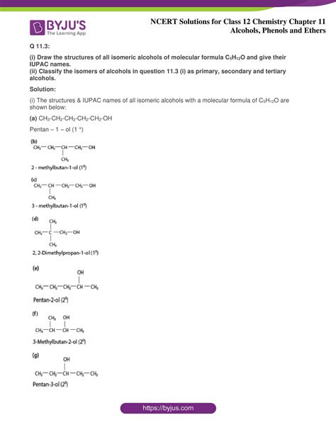 Ncert Solutions For Class Chemistry Chapter Alcohols Phenols And