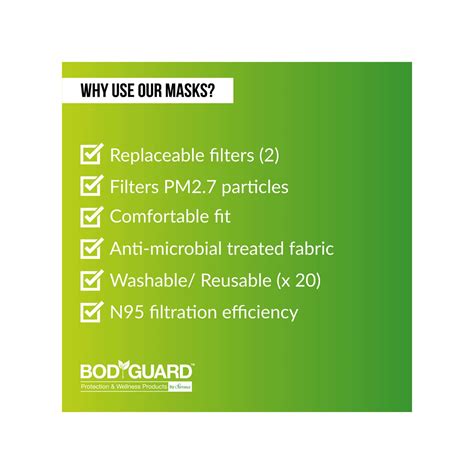 Buy BODYGUARD PM2.7 + N95 ANTIMICROBIAL REUSABLE ANTI POLLUTION MASK