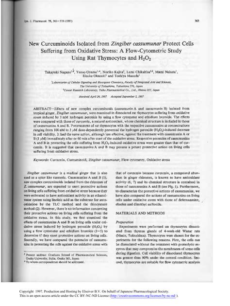 Pdf New Curcuminoids Isolated From Zingiber Cassumunar Protect Cells