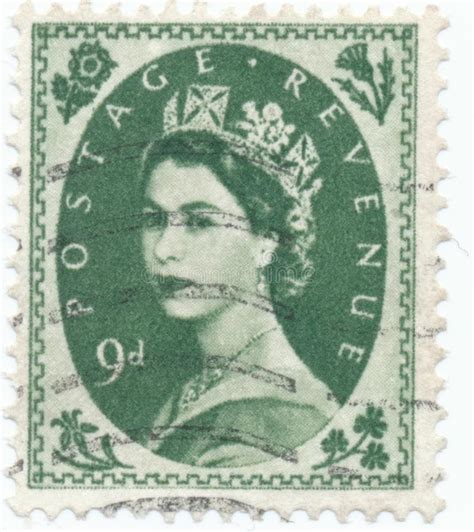 Vintage Stamp Printed In Great Britain 1952 Shows Queen Elizabeth II