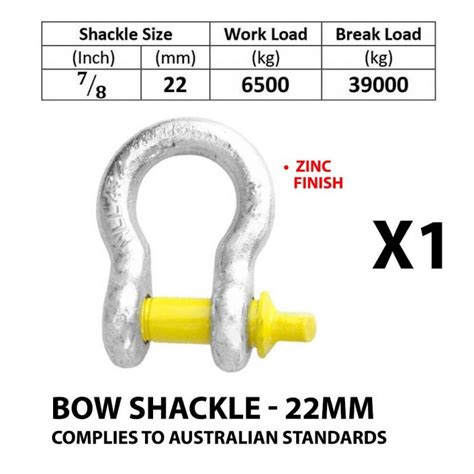 22mm Rated 65 Ton Bow Shackles Recovery Fits Arb Tjm Winch Snatch 4wd