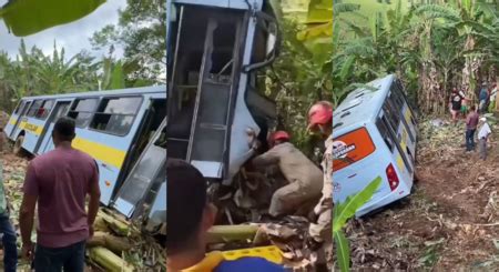 Ônibus escolar cai em ribanceira em Macaparana na Mata Norte médicos