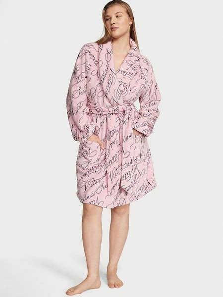 Pretty Blossom Pink Logo Cosy Short Dressing Gown K29977 £49