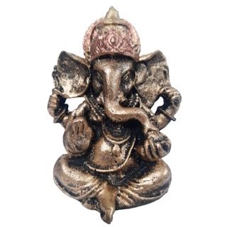 Ganesha Na Base 9cm Resina Dourado Deus Da Prosperidade E Sabedoria