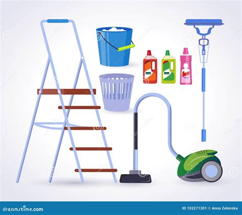 Set of cleaning tools stock illustration. Illustration of clean - 103271301