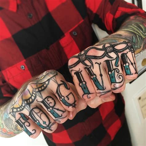 Wonderful Forgiven Knuckle Tattoo This Lettering Knuckle Tattoos