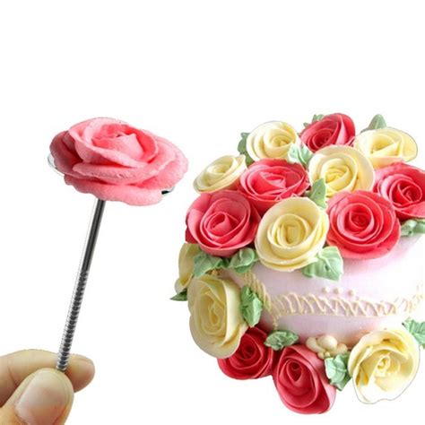 KOOTIPS 4 Pcs Set Stainless Steel Cake Flower Decorating Tool Flower