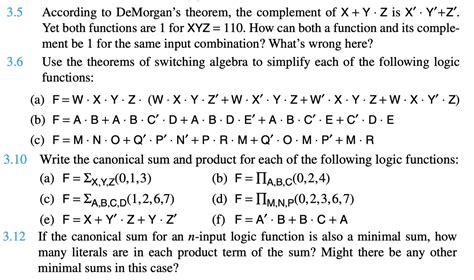 Solved 3 5 According To DeMorgan S Theorem The Complement Chegg