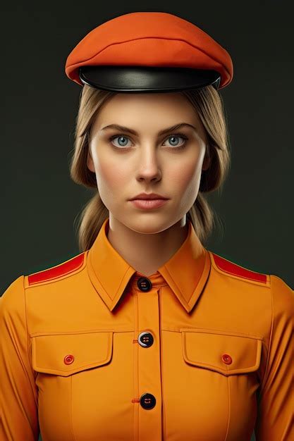 Premium Photo A Woman In An Orange Uniform