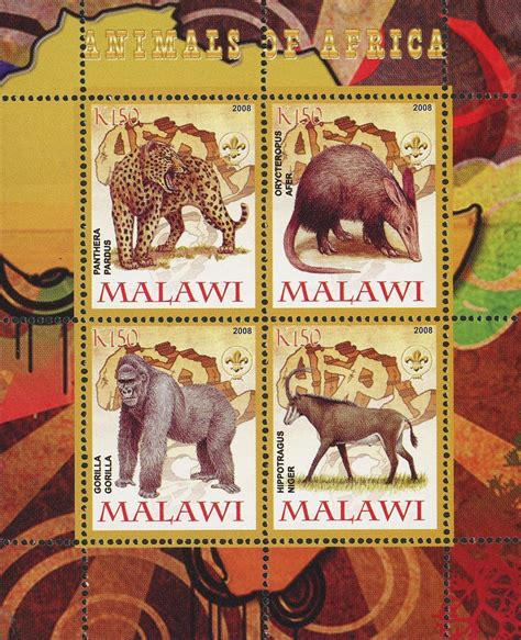 Malawi Animals Of Africa Gorilla Panthera Wild Animal Souvenir Sheet Of