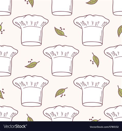 Seamless pattern with hand drawn chef hat kitchen Vector Image