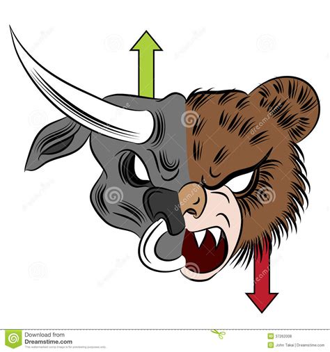 Bear Versus Bull Silhouette Vector Illustration | CartoonDealer.com ...