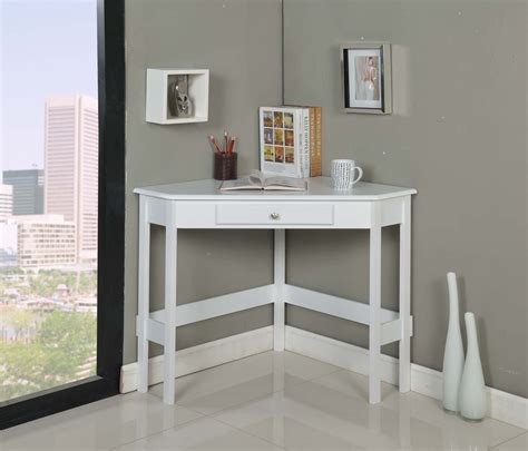 Kings Brand White Finish Wood Corner Desk With Drawer ~New~ | eBay