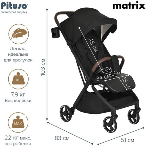 Коляска прогулочная Pituso Matrix Black/чёрный PU — купить в интернет ...
