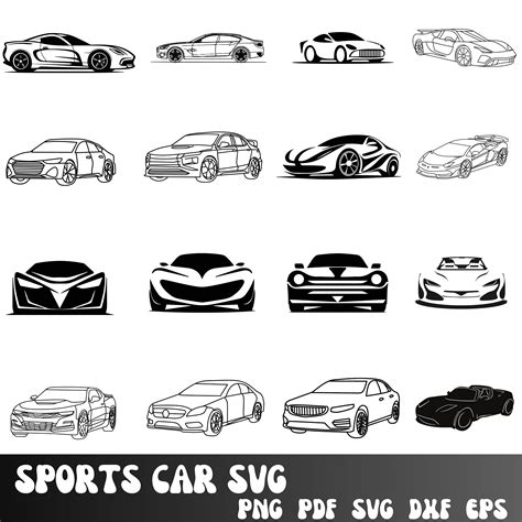 Car Svg Bundle Retro Car Silhouette Svg Sports Car Svg Classic Car Vector Clipart Stickers