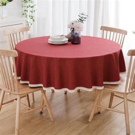 Nappe Ronde En Coton Et Lin Prot Ger Et D Corer La Table Rouge Diam Tre