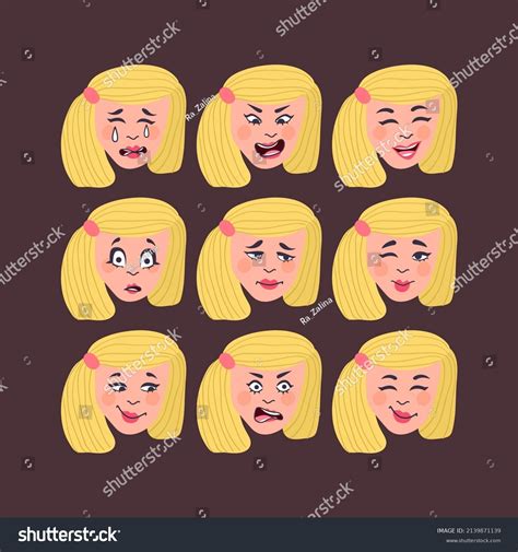 Set Womans Emotions Facial Expression Girl Stock Vector Royalty Free 2139871139 Shutterstock