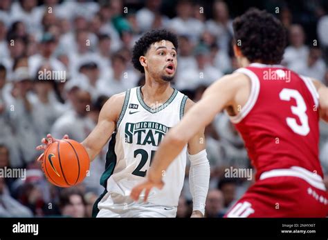 Michigan States Malik Hall Left Controls The Ball Against Indianas