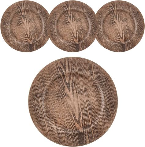 Set Of 4 Rustic Wood Decorative Charger Plates For Weddings In Nepal At