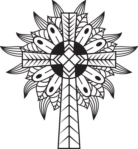 jesus cross in floral design, Catholic christian cross 11027725 Vector ...