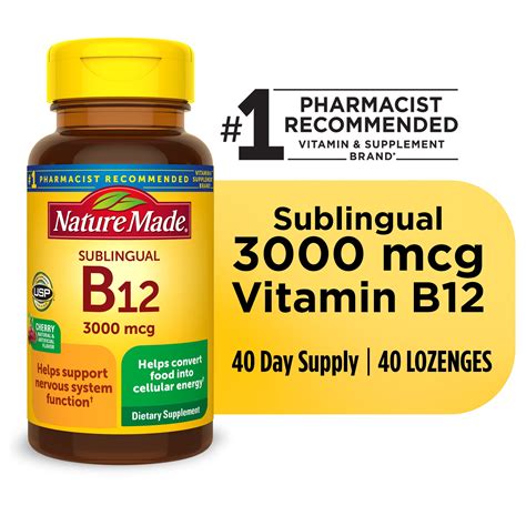 Nature Made Sublingual Vitamin B12 3000 Mcg Micro Lozenges 40 Count