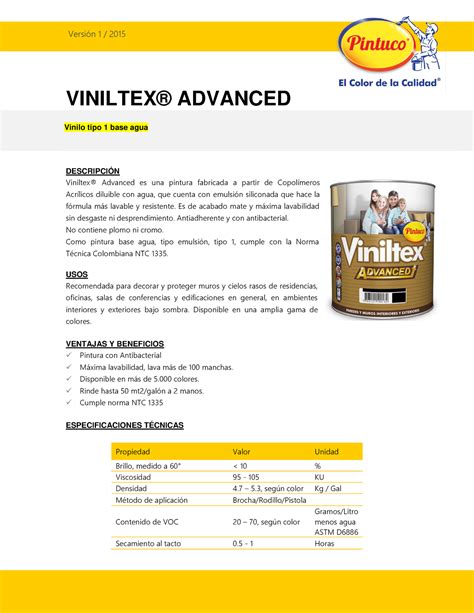 Ft viniltex advanced 1457062541 VINILTEX ADVANCED DESCRIPCIÓN