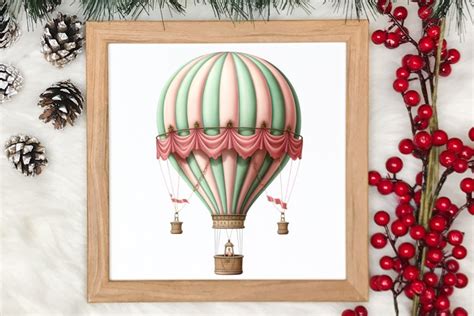 Christmas Hot Air Balloon Clipart Bundle Christmas Hot Air