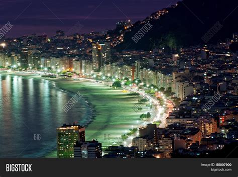 night view copacabana image photo  trial bigstock