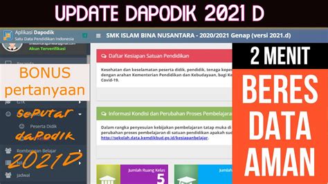 UPDATE DAPODIK 2021 D CARA INSTAL YANG BENAR DAN DATA AMAN YouTube