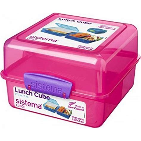 Sistema Lunch Cube To Go Colored Boxes, Pink, 1.4 Litre | Sistema ...