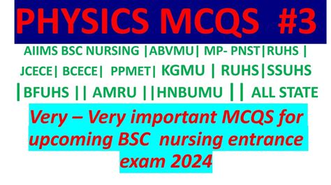 AIIMS BSC NURSING ENTRANCE EXAM 2024 BSC NURSING Bsc Nursing Physics