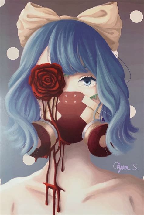 Anime Gas Mask Poster Print Aesthetic Anime Wall Art Dark Anime Girl Wall Art Etsy