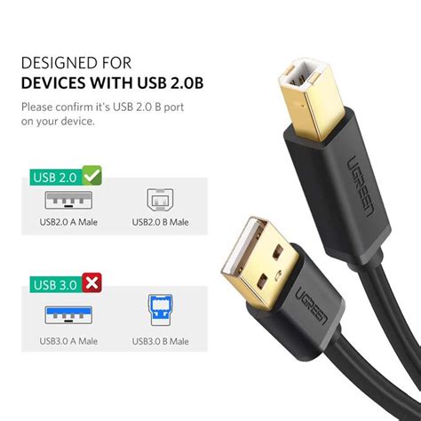 Ugreen USB 2 0 AM To BM Print Cable 5m US135 Black 2B Egypt