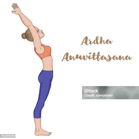 Women Silhouette Standing Backbend Yoga Pose Ardha Anuvittasana Stock