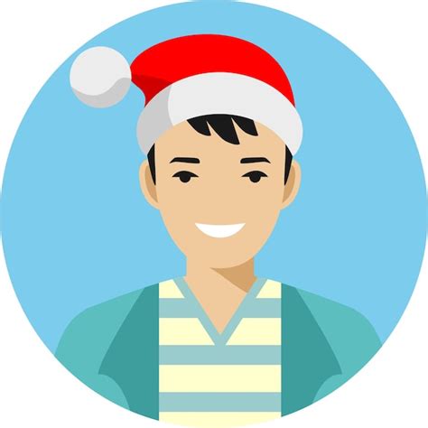 Premium Vector Cute Smiling Young Man In Santa Claus Hat In Flat